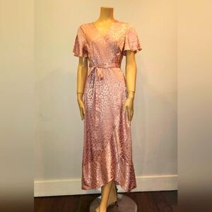 Simplee asymmetrical Satin pink maxi slip dress size medium